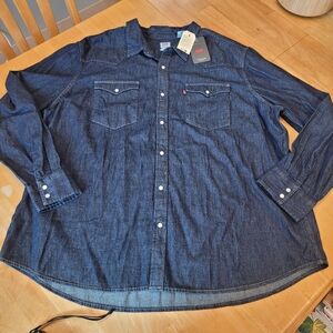 Levi's Western Style Denim Shirt Pearl Snap Buttons Men's 3XL New NWT